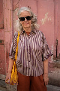 By-Bar Sunny Burgundy Stripe Blouse