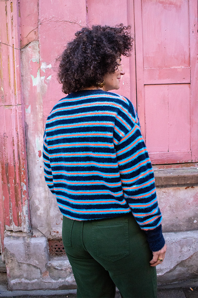 American Vintage Pluzy Blue Stripe Cardigan