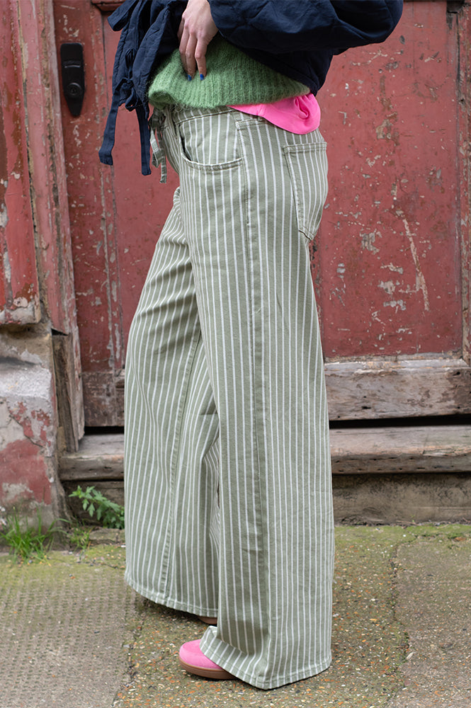 Seventy + Mochi Blake Vintage Moss Stripe Jeans - The Mercantile London