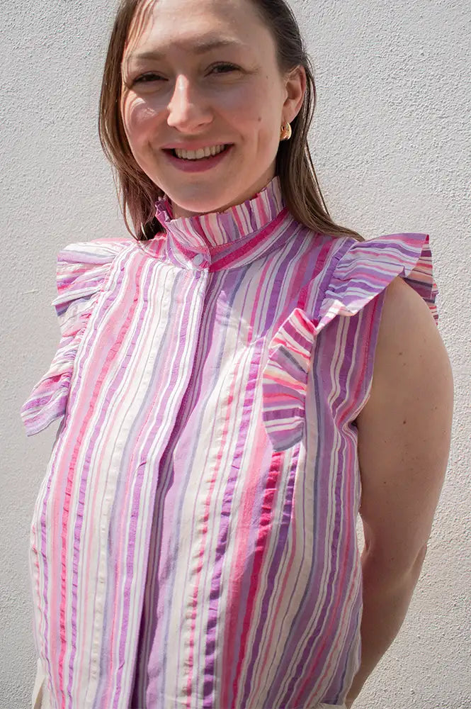 An'ge Selise Striped Ruffle Blouse - The Mercantile London