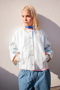 The Tiny Big Sister Baby Blue Striped Jacket - The Mercantile London