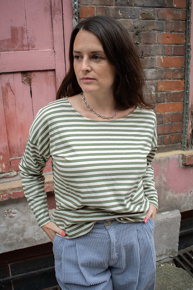Dedicated Humledal Leaf Green Stripe Top - The Mercantile London