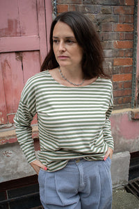 Dedicated Humledal Leaf Green Stripe Top - The Mercantile London