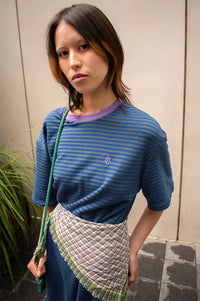FRNCH Smash Electric Blue Striped T-Shirt Dress