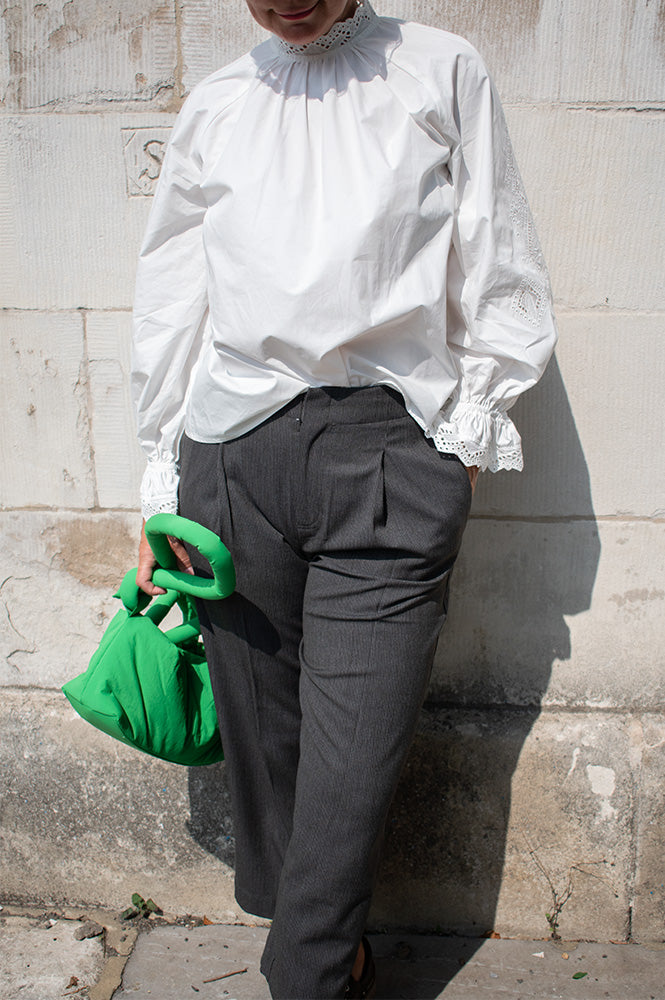 Yerse Crush Grey Striped Trousers - The Mercantile London