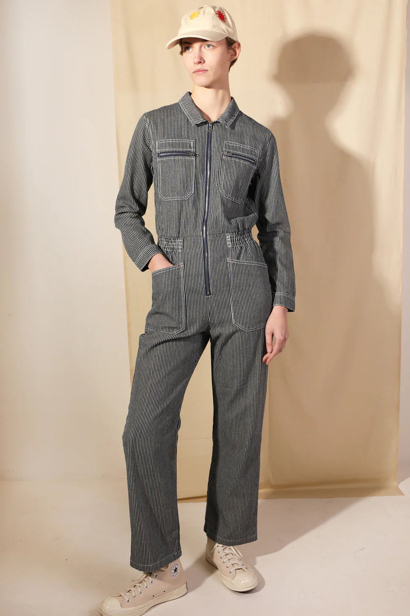 L.F Markey Danny Indigo Stripe Boilersuit - The Mercantile London