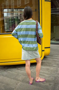FRNCH Ivana Green And Blue Striped Jumper