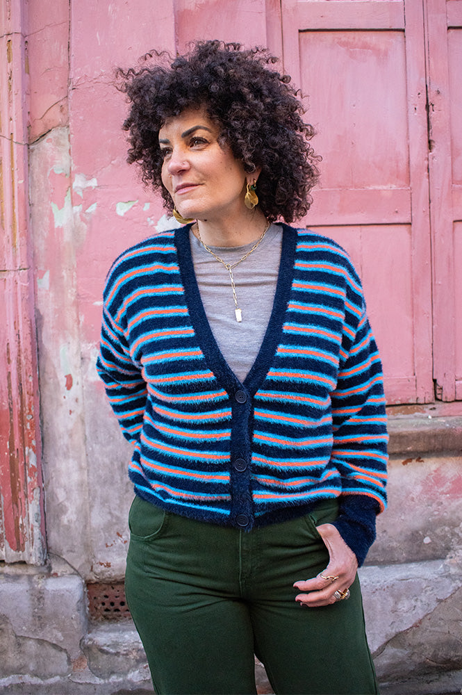 American Vintage Pluzy Blue Stripe Cardigan