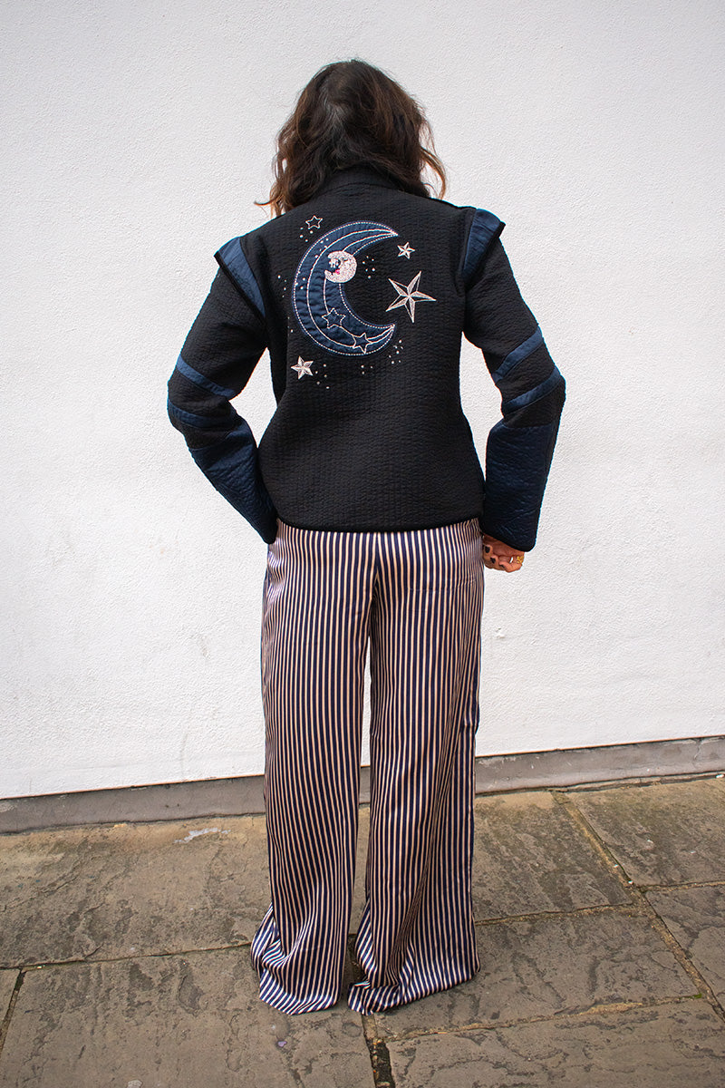 Stella Nova Black Moon And Star Embroidered Jacket - The Mercantile London