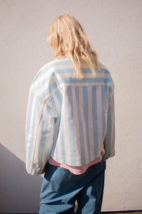 The Tiny Big Sister Baby Blue Striped Jacket - The Mercantile London