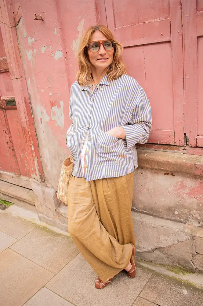 A.P Sun Cobalt Striped Shirt - The Mercantile London