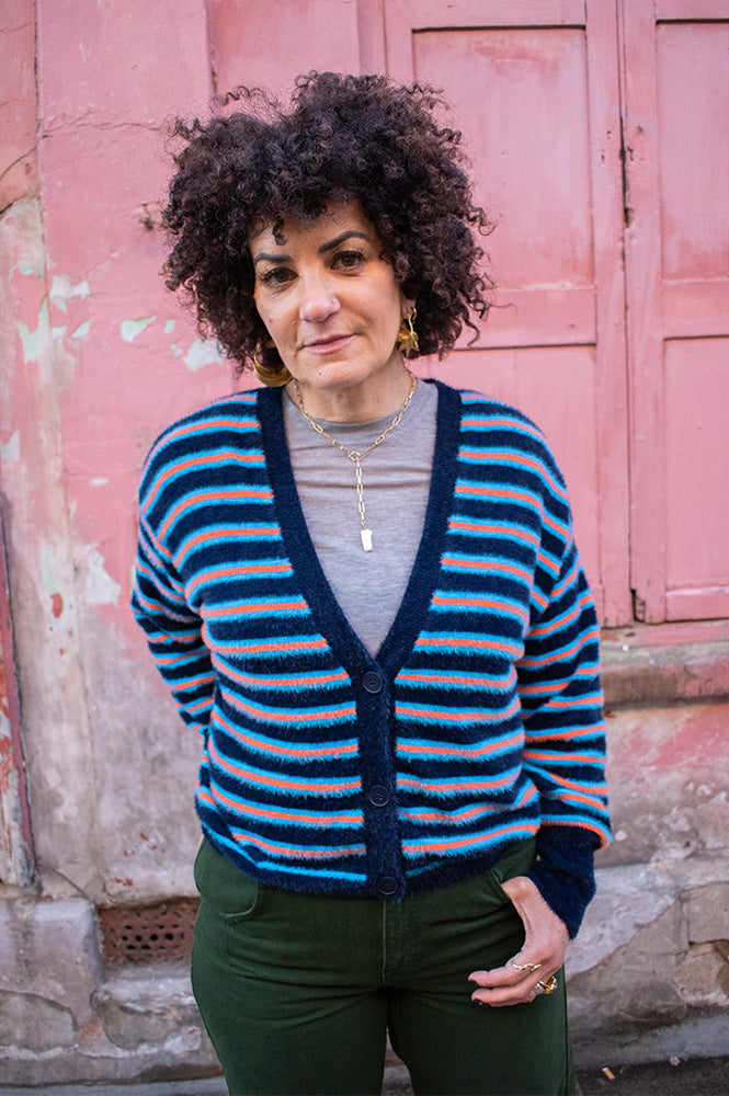 American Vintage Pluzy Blue Stripe Cardigan