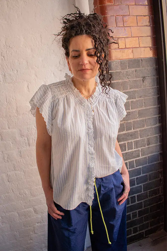 Feeka Judy Blue And White Stripe Blouse - The Mercantile London