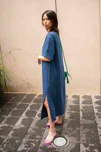 FRNCH Smash Electric Blue Striped T-Shirt Dress
