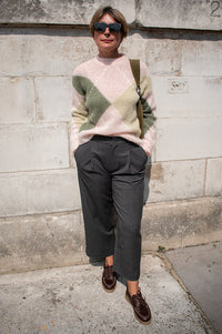 Yerse Crush Grey Striped Trousers - The Mercantile London