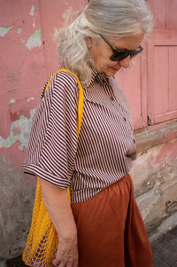 By-Bar Sunny Burgundy Stripe Blouse