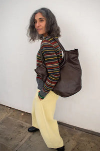 Nice Things Multi Striped Khaki Knit Cardigan