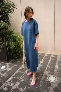 FRNCH Smash Electric Blue Striped T-Shirt Dress