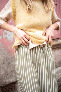 Yerse Hunter Green Stripes Cotton Poplin Skirt