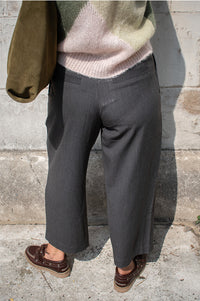 Yerse Crush Grey Striped Trousers - The Mercantile London