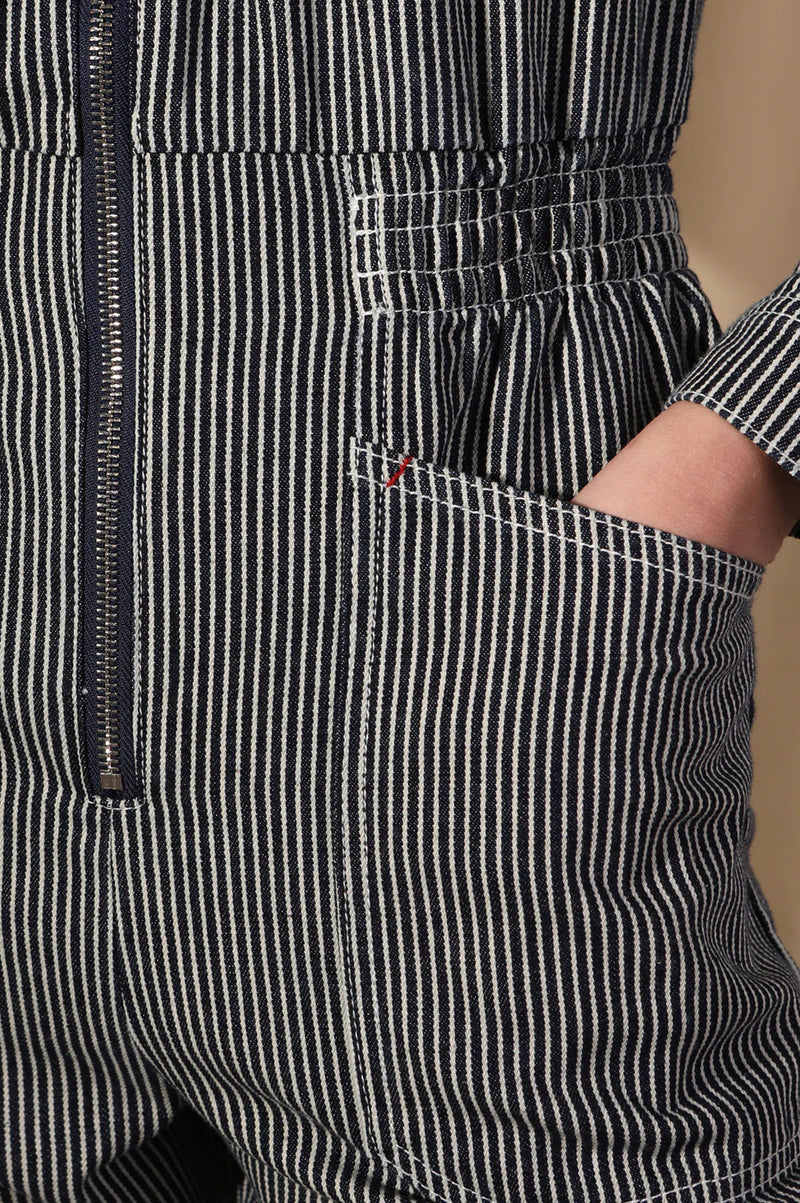 L.F Markey Danny Indigo Stripe Boilersuit - The Mercantile London