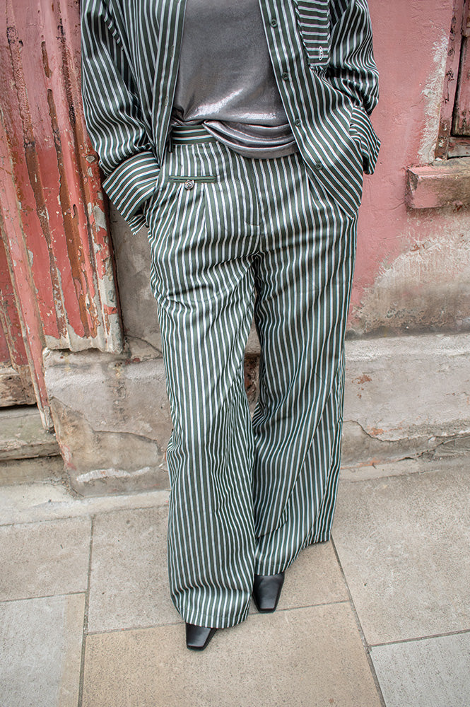 FRNCH Aster Green Moss Trousers - The Mercantile London