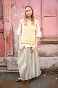 Yerse Hunter Green Stripes Cotton Poplin Skirt