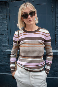 Numph Kitti Taupe And Rose Pullover - The Mercantile London