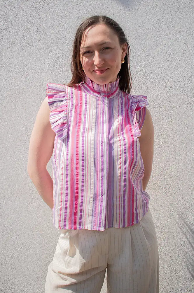 An'ge Selise Striped Ruffle Blouse - The Mercantile London
