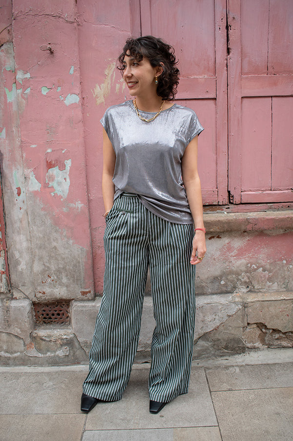 Fransa Franny Silver Metallic Top - The Mercantile London