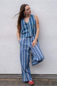 Compania Fantastica Blue Stripe Button Up Top - The Mercantile London