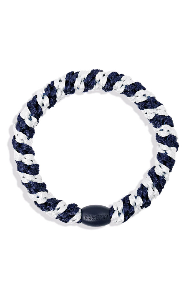 KKNEKKI White Navy Stripe Hair Tie - The Mercantile London