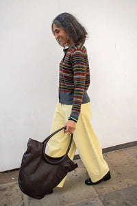 Nice Things Multi Striped Khaki Knit Cardigan