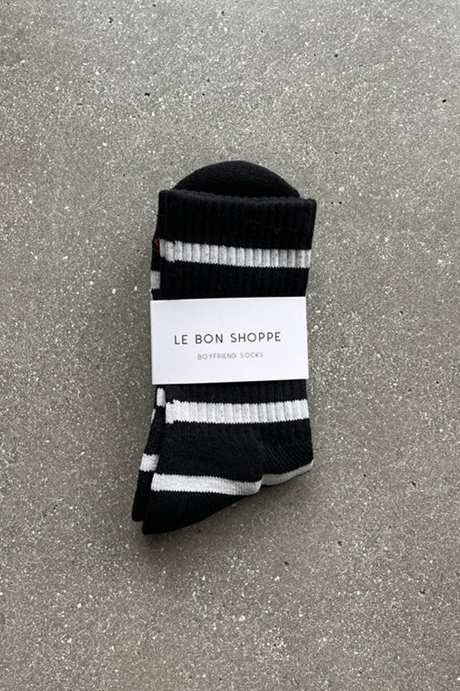 Le Bon Shoppe Boyfriend Striped Black Socks - The Mercantile London