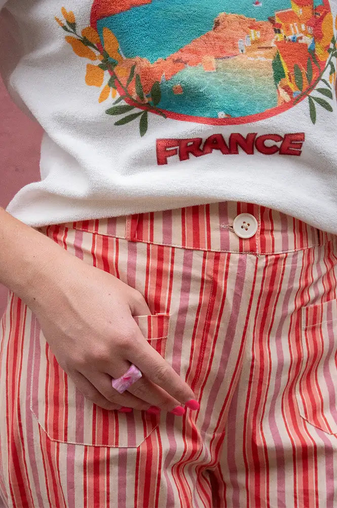 An'ge Rosina Red Striped Trousers