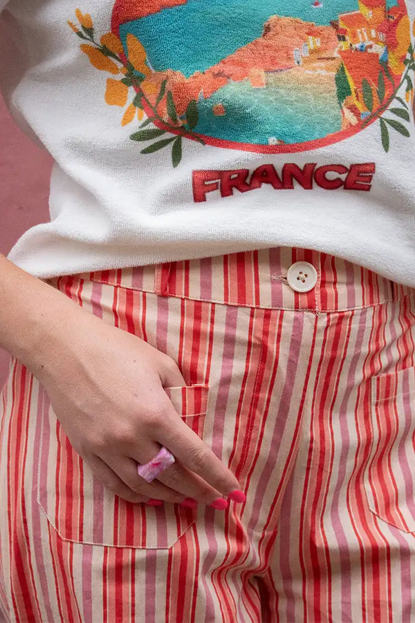 An'ge Rosina Red Striped Trousers