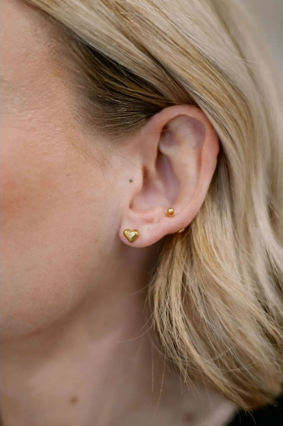 White Heart Stud Gold Earrings - The Mercantile London