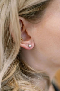 White Heart Stud Silver Earrings - The Mercantile London