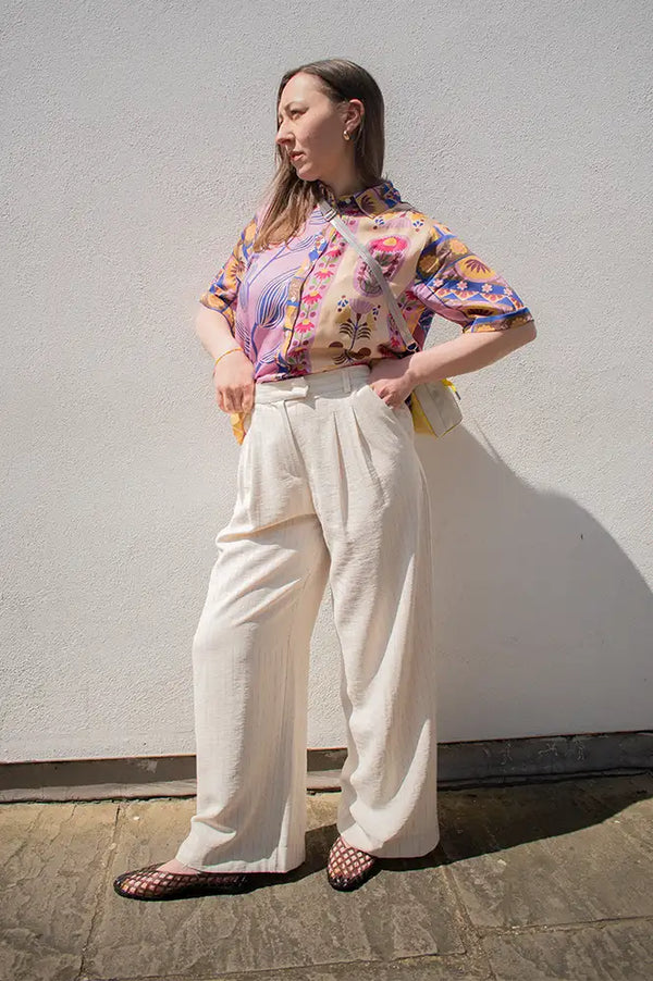 An'ge Patila Beige Striped Trousers - The Mercantile London
