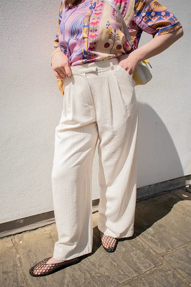 An'ge Patila Beige Striped Trousers - The Mercantile London