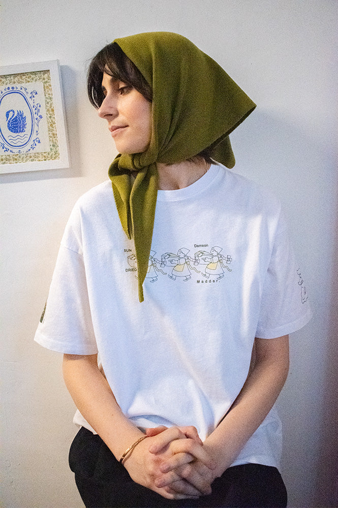 Damson Madder White Sun-dried Washing Line Tee - The Mercantile London