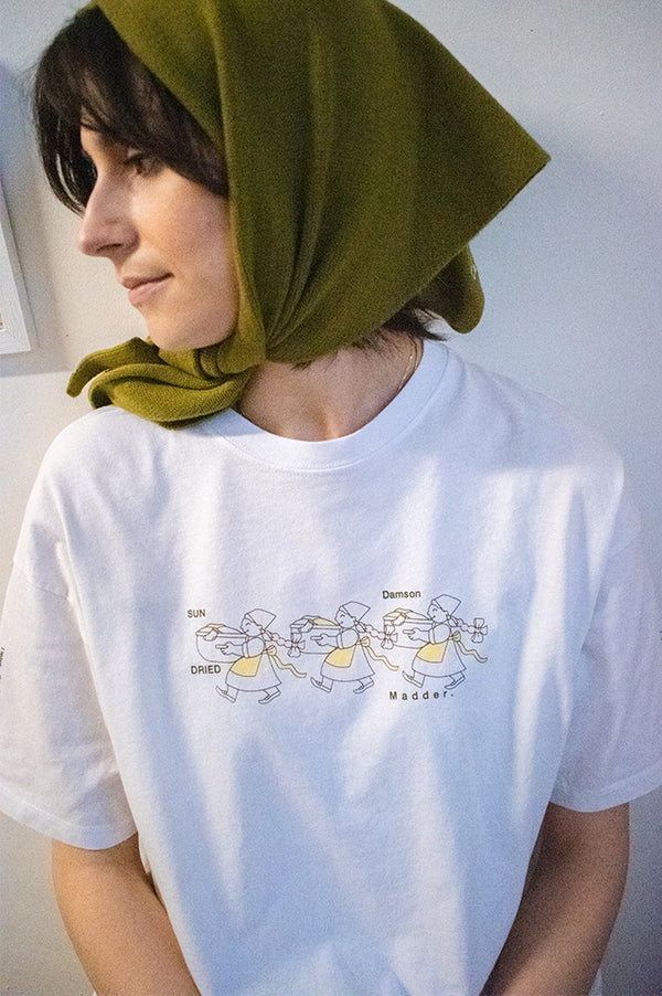 Damson Madder White Sun-dried Washing Line Tee - The Mercantile London