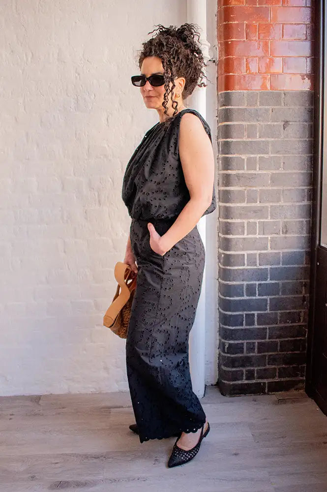 Suncoo Jane Embroidered Black Trousers - The Mercantile London