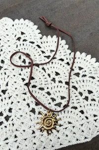 Weathered Penny Gold Light Brown Solar Necklace - The Mercantile London