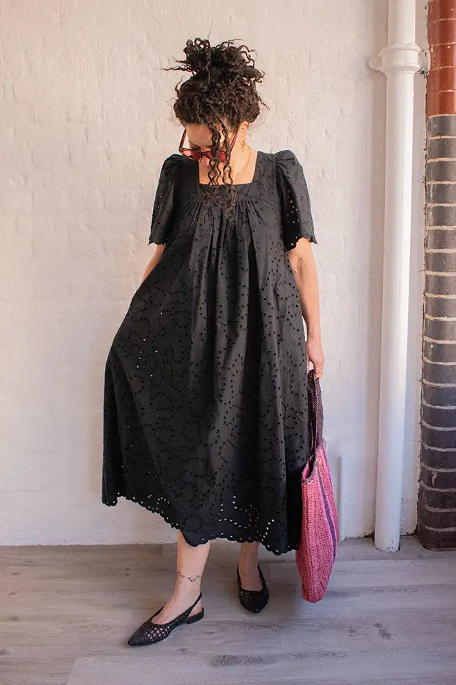 Suncoo Cyriel Embroidered Black Dress - The Mercantile London