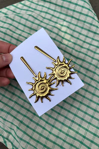 Weathered Penny Gold Solar Earrings - The Mercantile London
