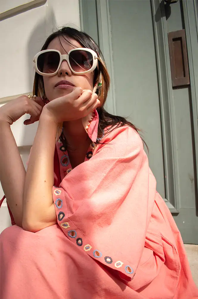 Habiba Flora Berry Embroidered Dress