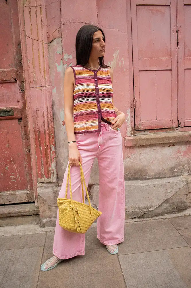 ICHI Oriana Sunset Striped Top - The Mercantile London