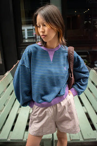 FRNCH Match Electric Blue Striped Sweatshirt
