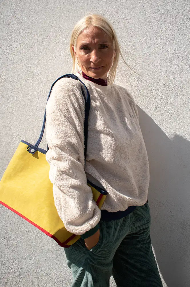 A.P Ecru Tricolour Sherpa Sweatshirt
